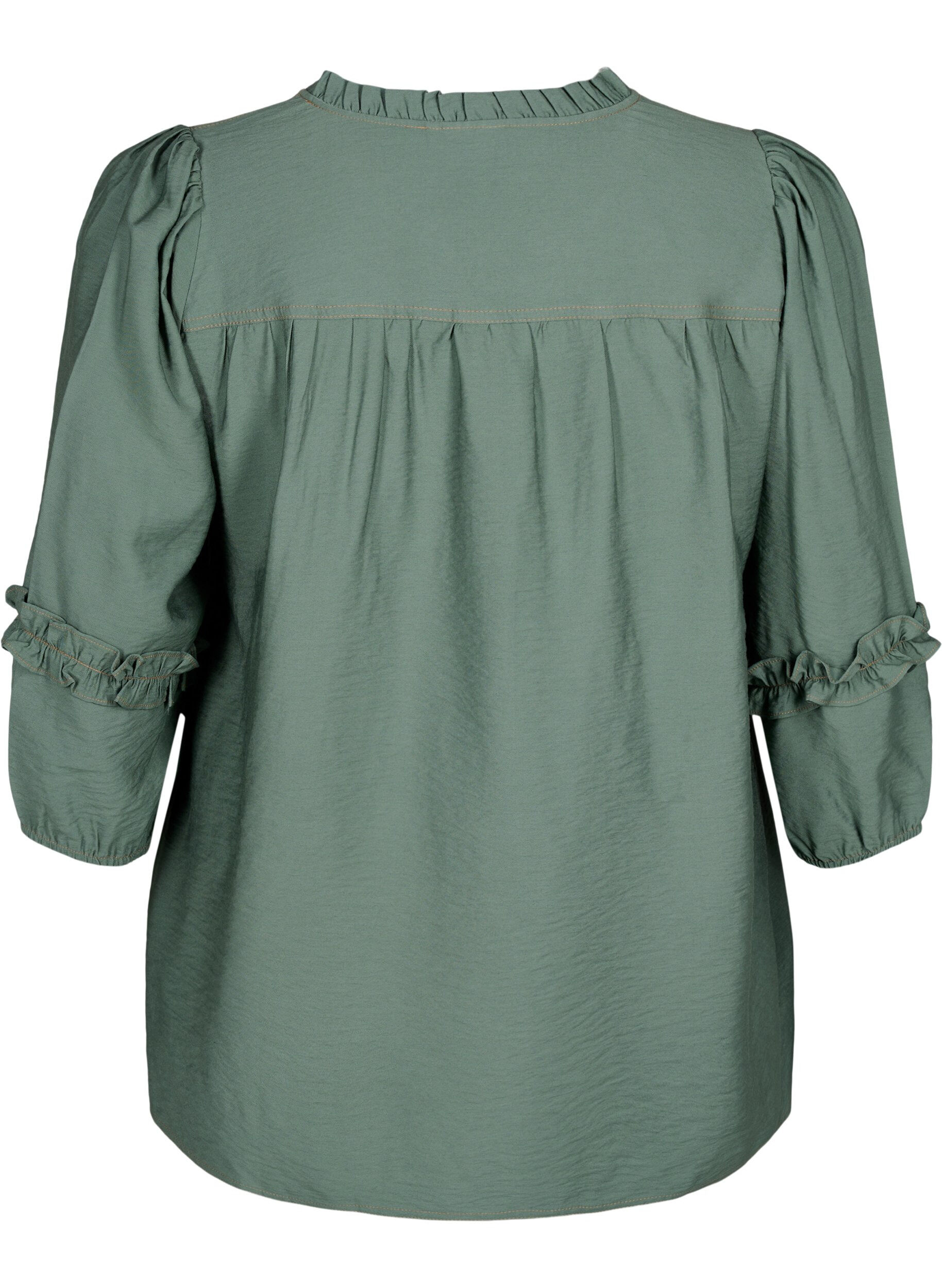 ZizziBluse mit Ruffles, Duck Green, Packshot image number 1