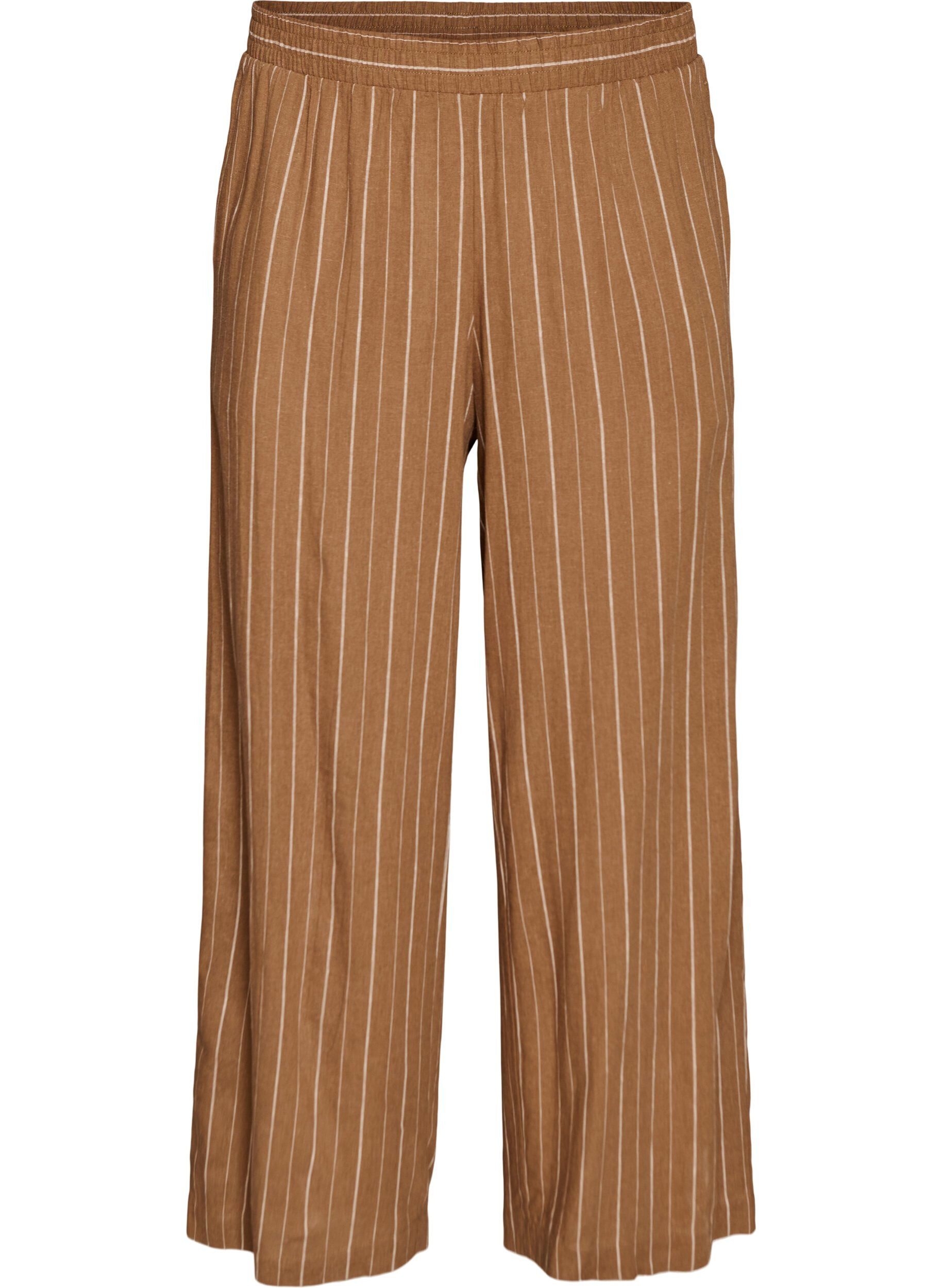 ZizziHose aus Leinen und Viskose mit weitem Bein, Braun, Packshot image number 0