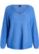 Strickbluse mit V-Ausschnitt und Raglan&auml;rmeln, Blau, Packshot image number 0