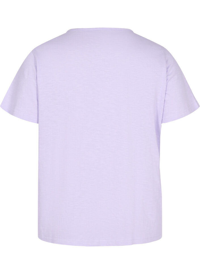T-Shirt aus Baumwolle mit Spitzenband, Lavender, Packshot image number 1