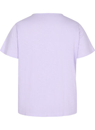 T-Shirt aus Baumwolle mit Spitzenband, Lavender, Packshot image number 1
