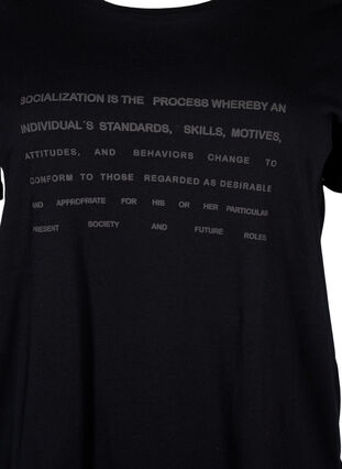 T-Shirt mit Text-Motiv, Black W. Black, Packshot image number 2