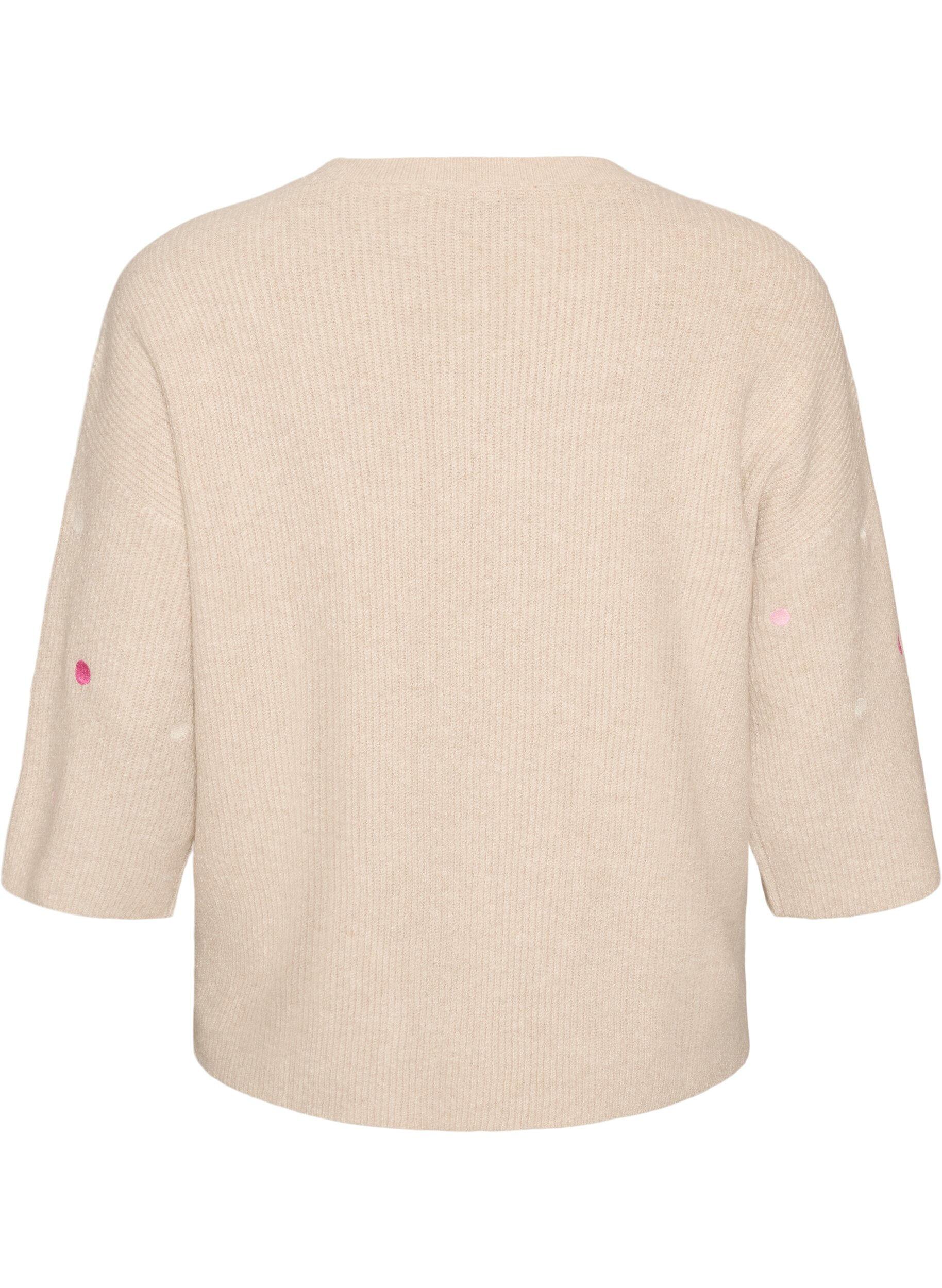 ZizziStrickbluse mit kleinen Stickmotiven, Beige, Packshot image number 1