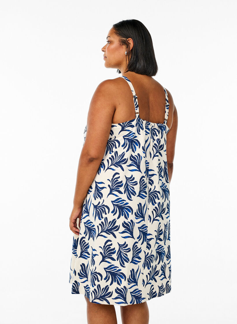 Midi-Trägerkleid aus Bio-Baumwolle., Weiß, Model image number 2