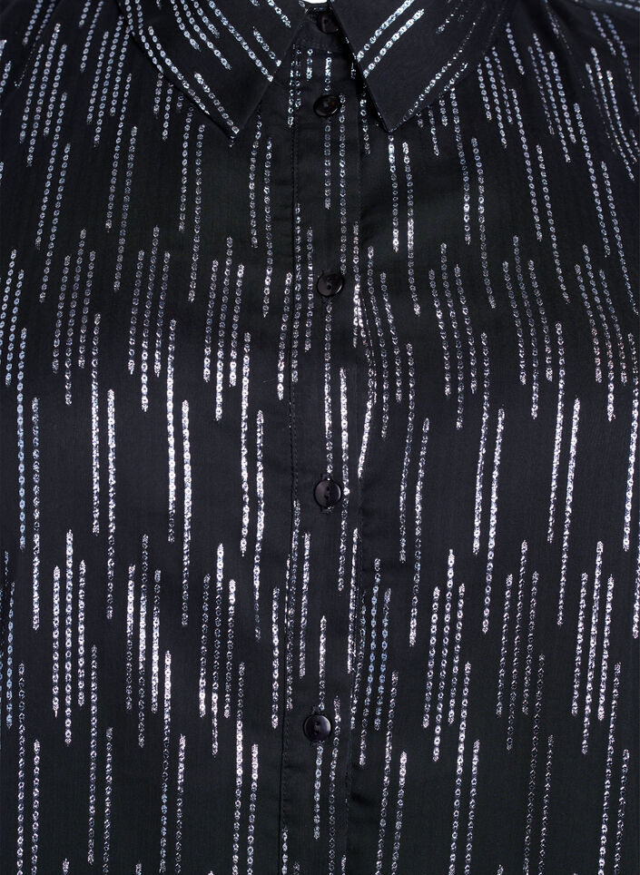 Bluse mit glitzerndem Muster, Schwarz, Packshot image number 2