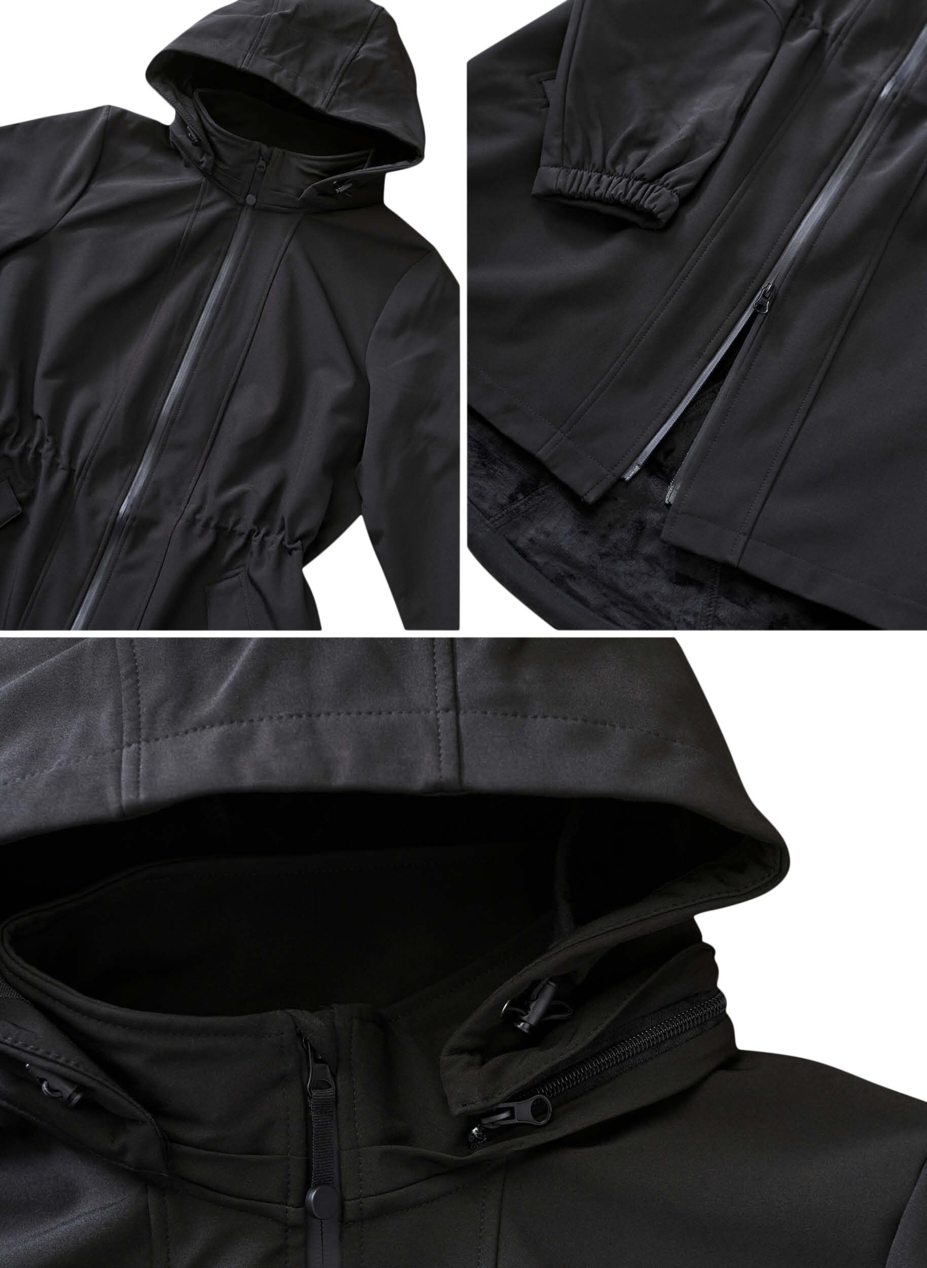 ZizziSoftshelljacke mit Kapuze, Black solid, Packshot image number 4
