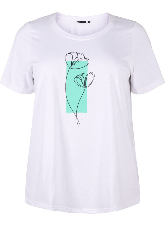 FLASH - T-Shirt mit Motiv, Bright White Flower, Packshot image number 0