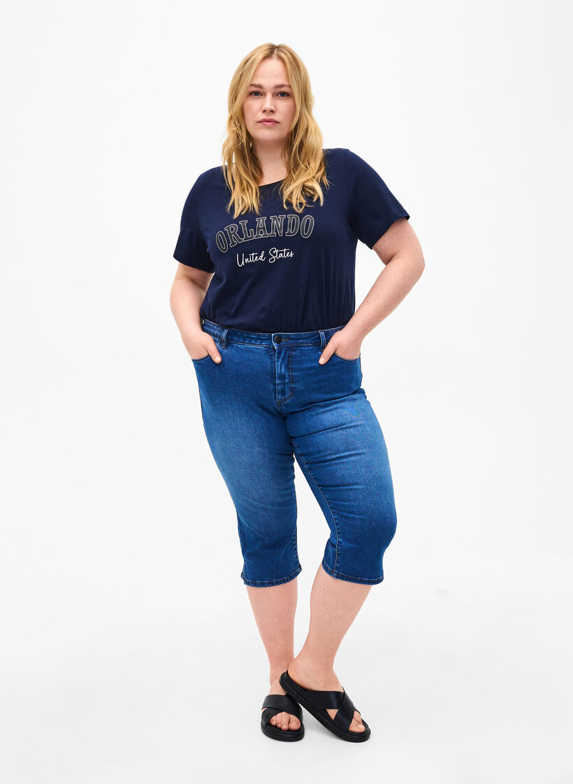 T-Shirt aus Baumwolle mit Textaufdruck, Navy B. Orlando, Model image number 2
