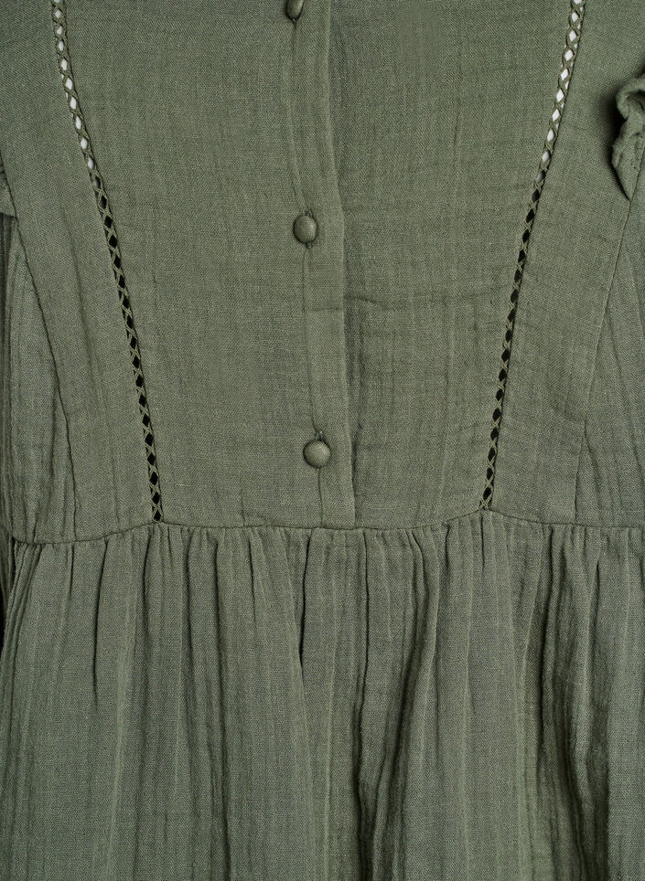 &Auml;rmellose Bluse aus Baumwoll-Musselin mit R&uuml;schen, Gr&uuml;n, Packshot image number 2