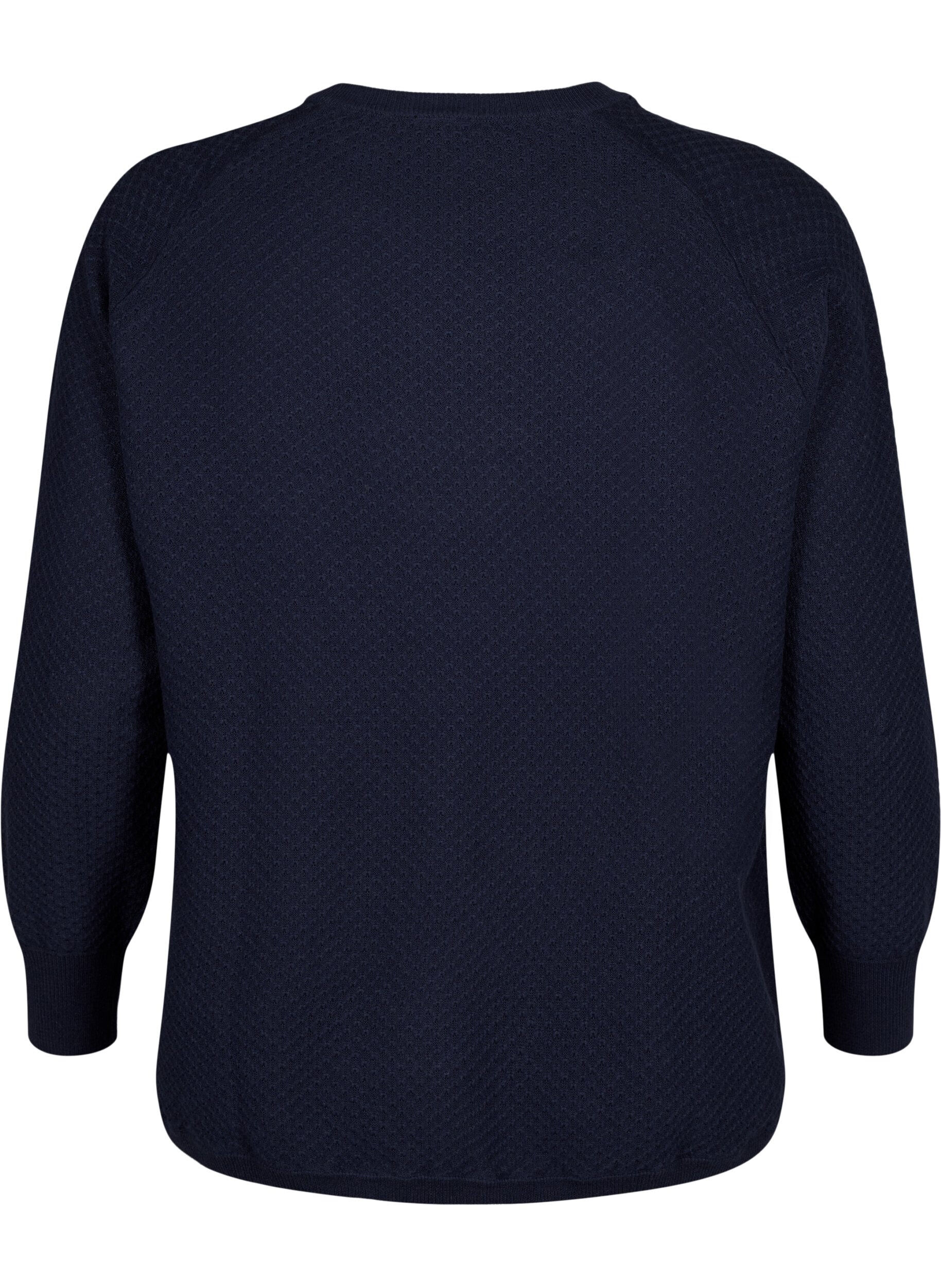 ZizziPullover aus Bio-Baumwolle mit Strukturmuster, Navy Blazer, Packshot image number 1