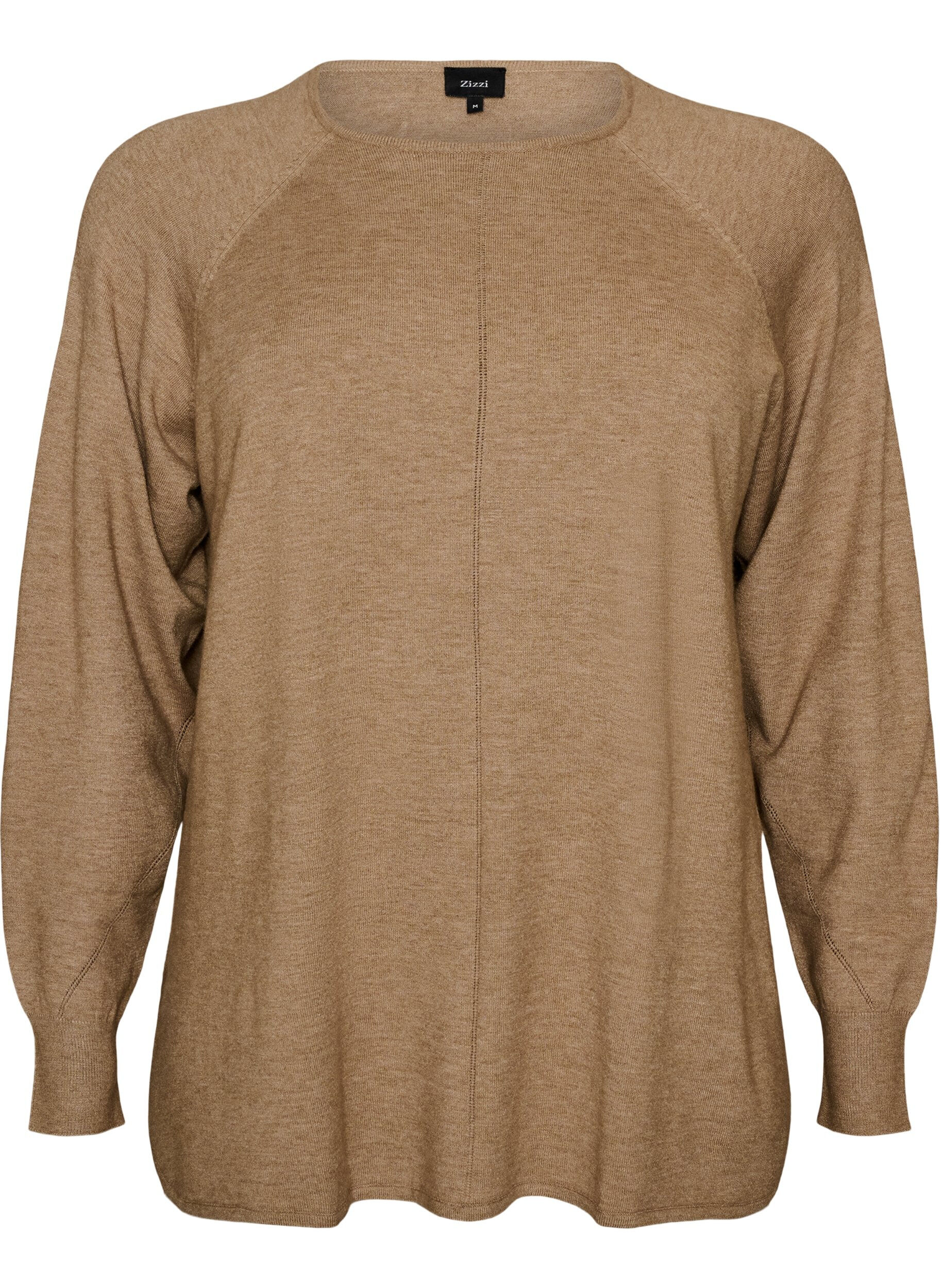 ZizziStrickbluse mit Rundhalsausschnitt und Strickmuster, Beige, Packshot image number 0