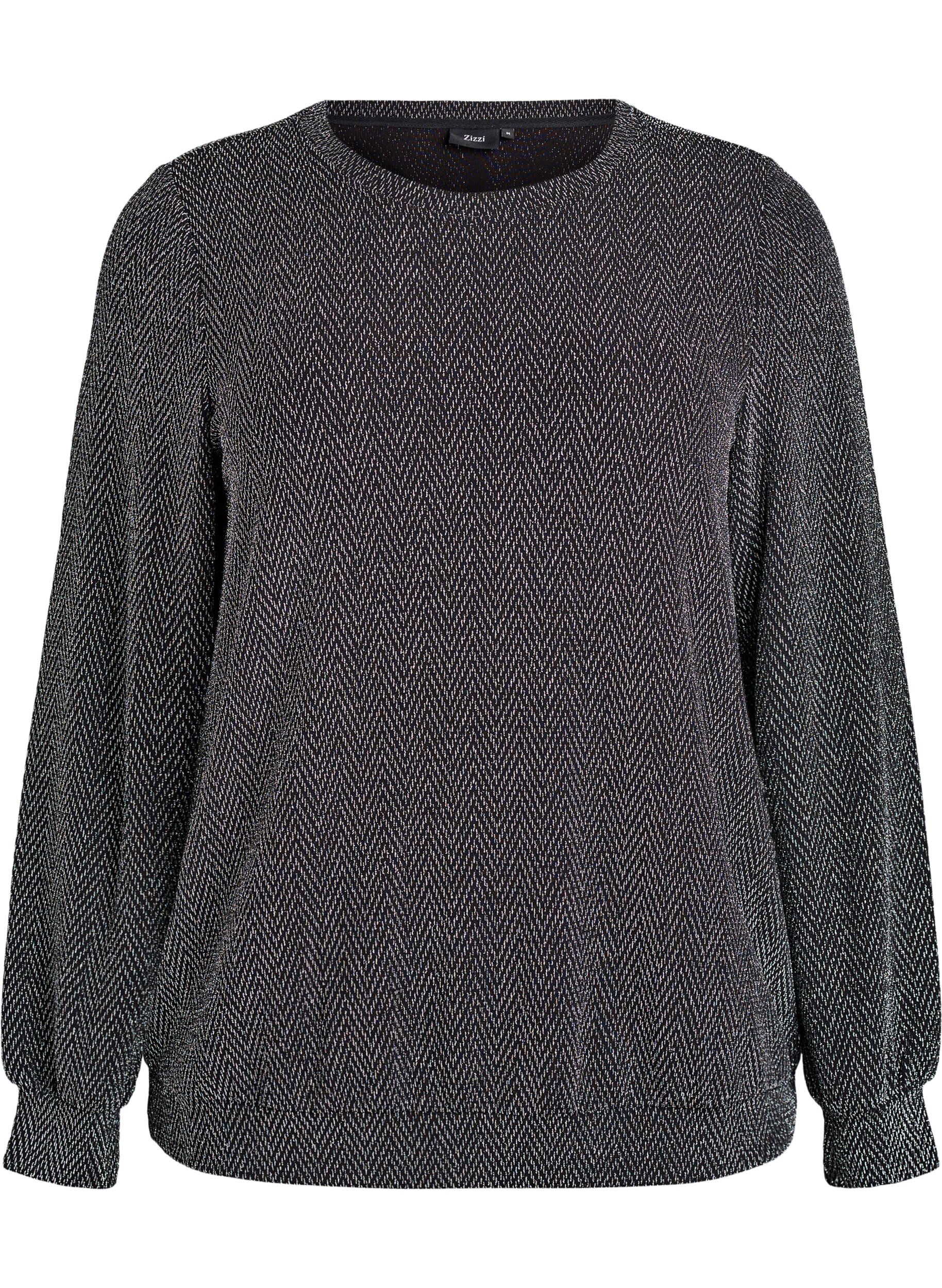 Bluse mit Fischgr&auml;tenmuster und Glitzerfaden