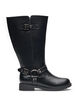 Extra-Weite - Hoher Lederstiefel mit dekorativen Schnallen, Schwarz, Packshot image number 0