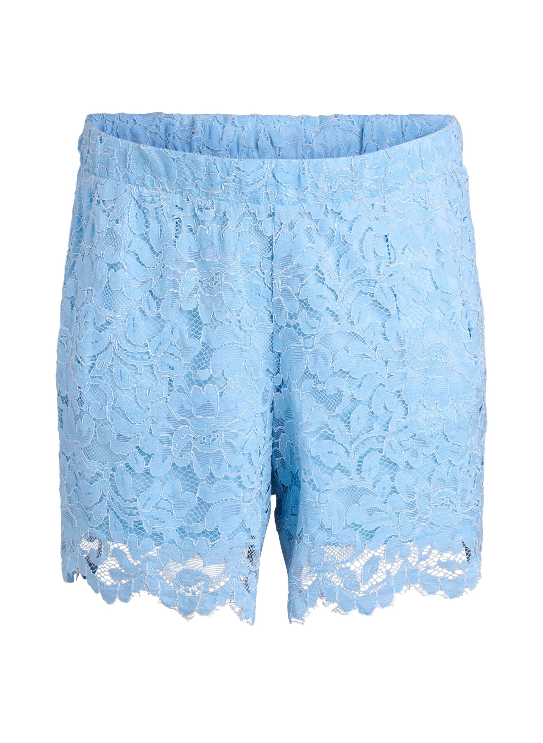 ZizziShorts aus Spitze mit hoher Taille und Taschen, Blau, Packshot image number 0