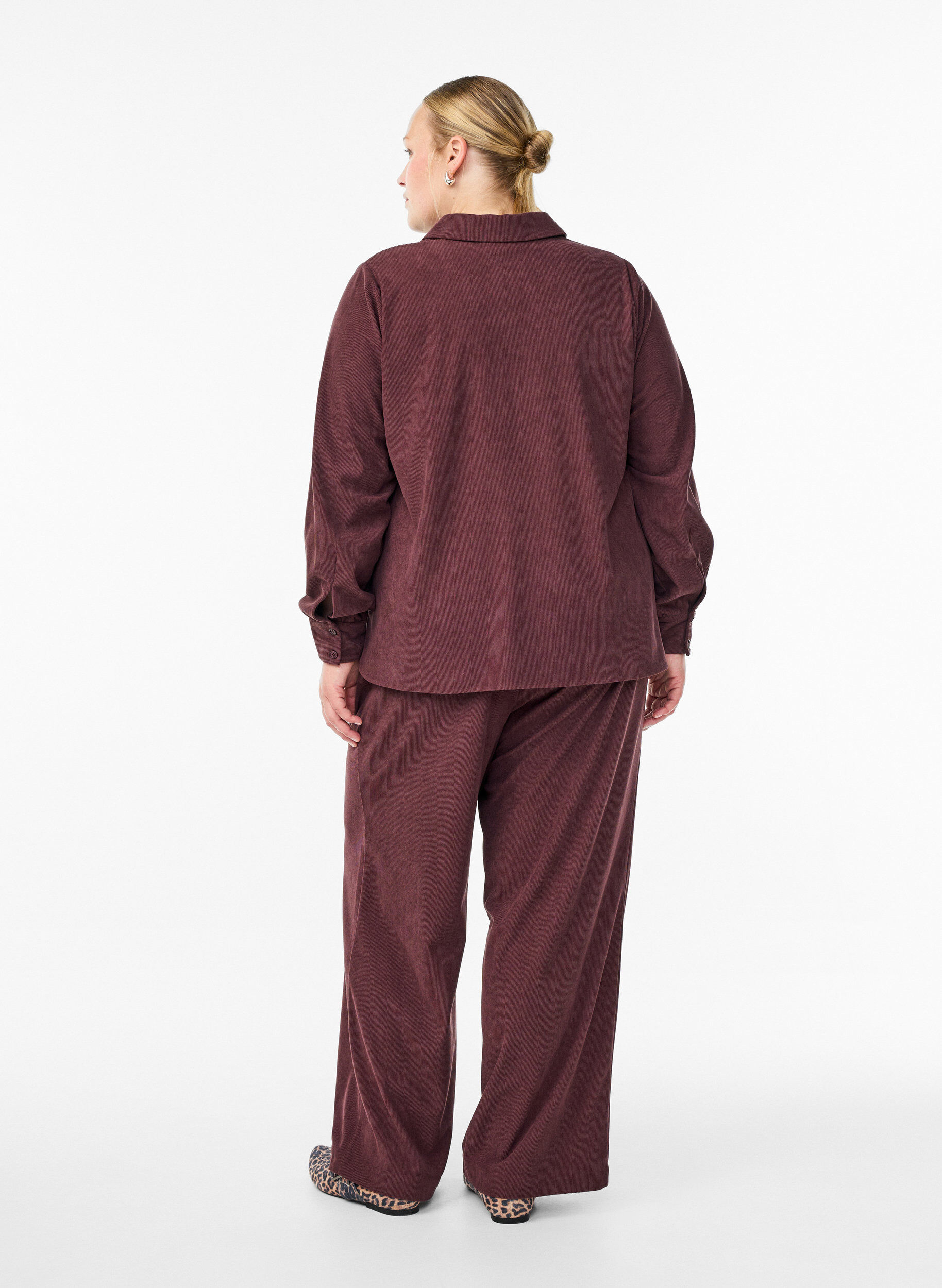 ZizziSamthose aus Samt mit weitem Bein, Dunkles Bordeaux, Model image number 1