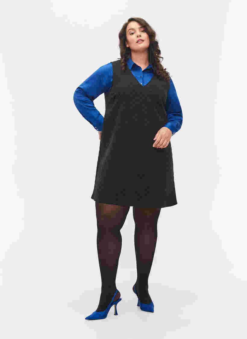 Gestepptes Spencer-Kleid, Black, Model image number 2