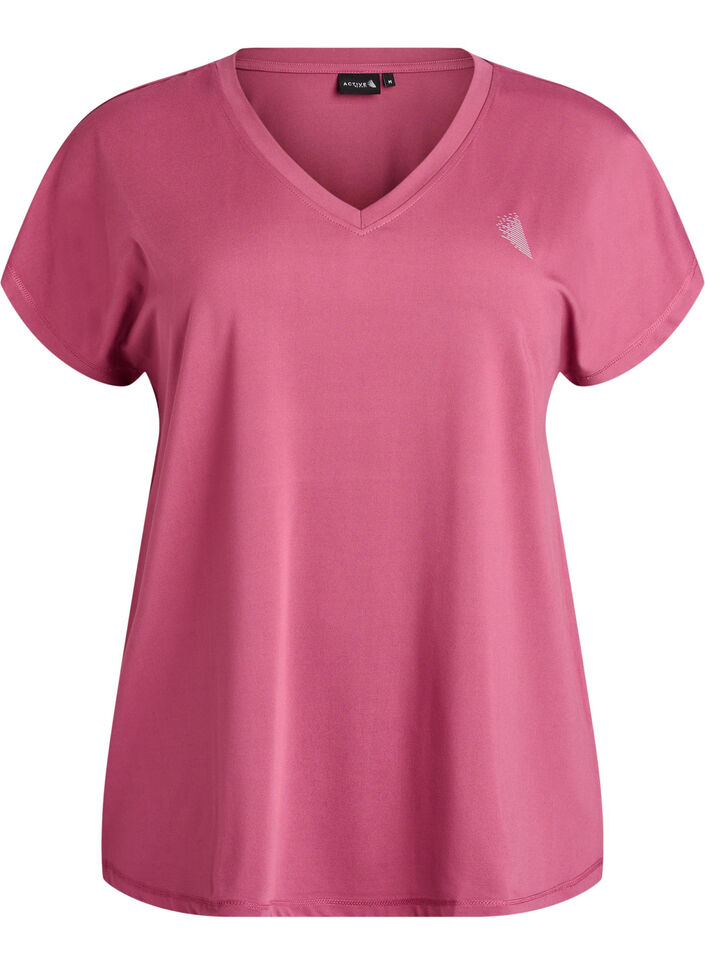 Lockeres Trainings-T-Shirt mit V-Ausschnitt, Rot, Packshot image number 0