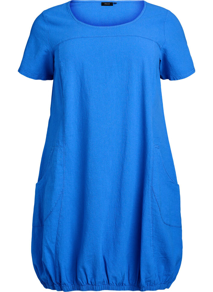 Baumwollkleid mit kurzen &Auml;rmeln, Blau, Packshot image number 0