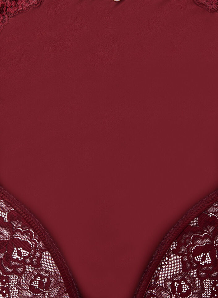 Slip mit Spitze und einem Schleifendetail hinten, Dunkles Bordeaux, Packshot image number 2