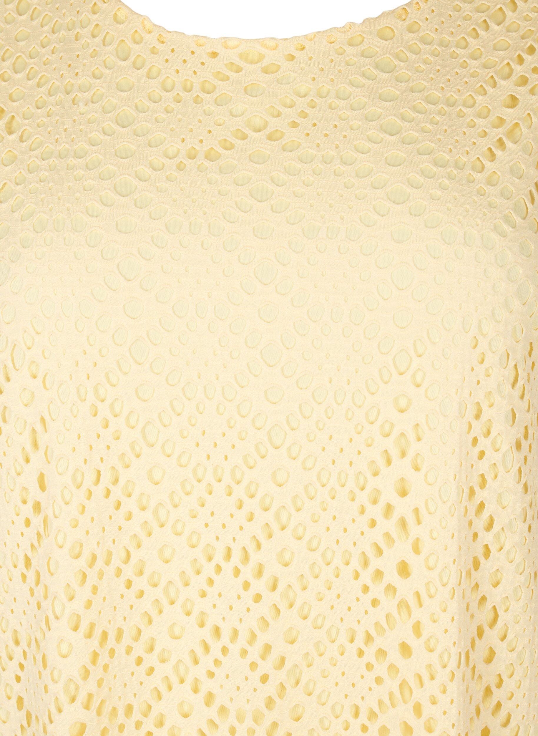 ZizziKnielanges Kleid mit Lochmuster und kurzen &Auml;rmeln, Gelb, Packshot image number 2