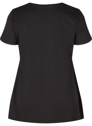 Kurzarm T-Shirt aus Baumwolle mit A-Linie, Black w. Gold Star, Packshot image number 1