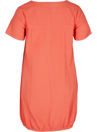 Kurzarm Kleid aus Baumwolle, Hot Coral, Packshot image number 1