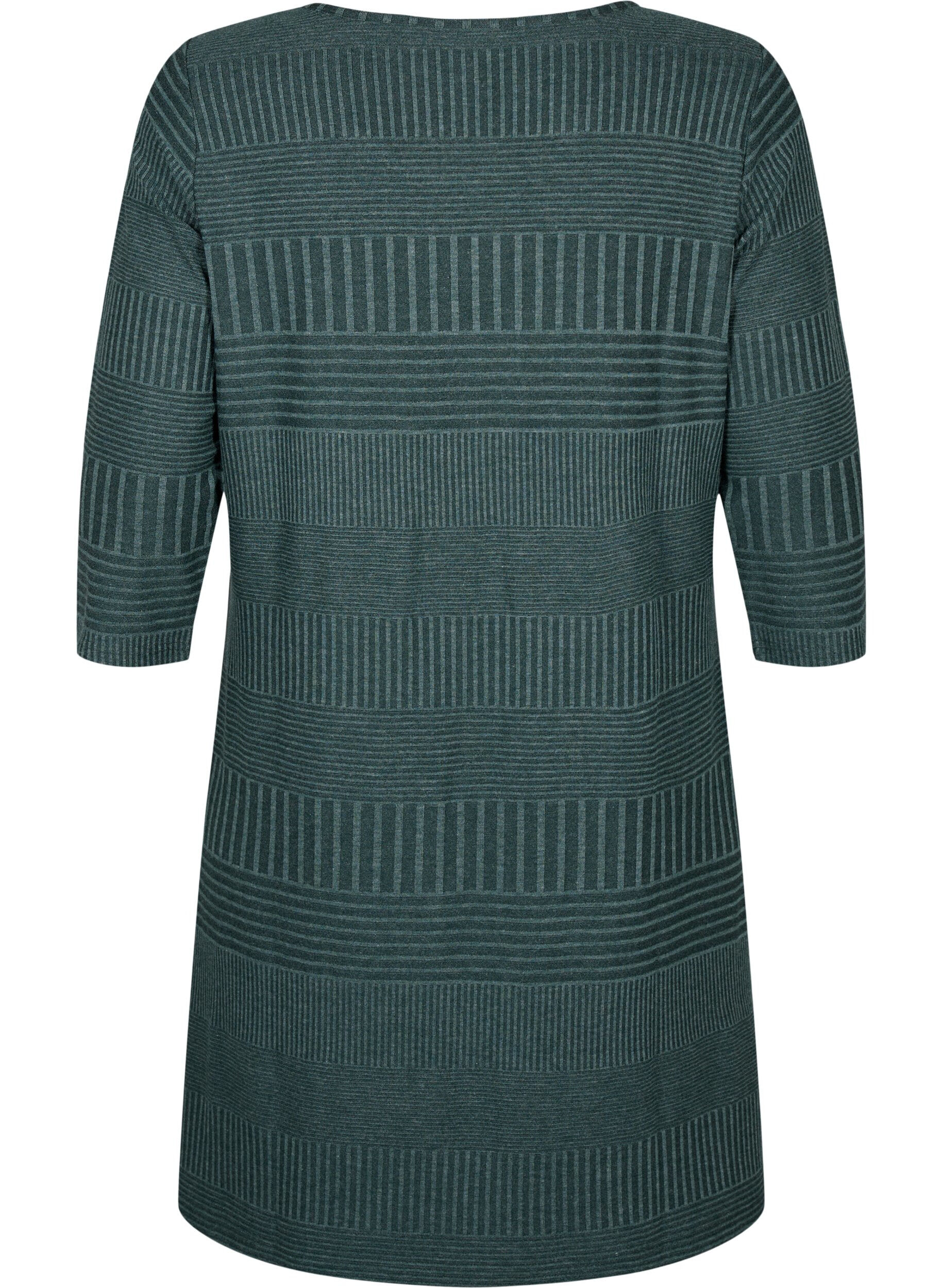 ZizziKleid mit 3/4-&Auml;rmeln und Streifenmuster., Scarab Melange, Packshot image number 1