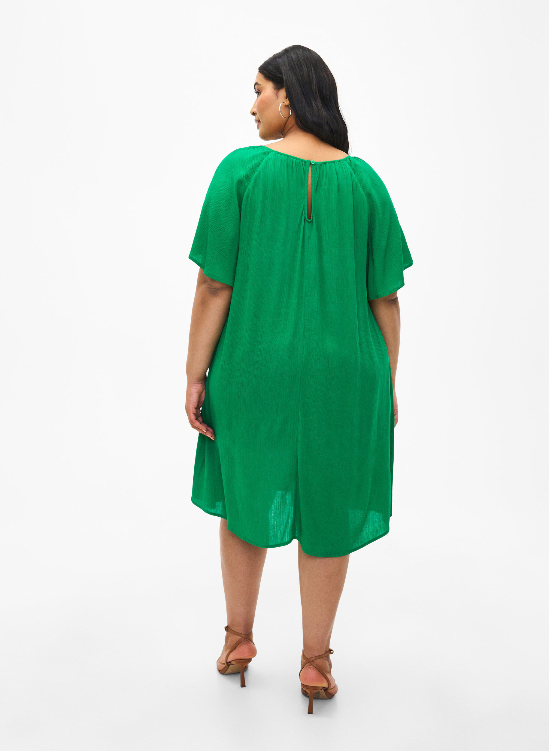 ZizziViskosekleid mit kurzen &Auml;rmeln, Jolly Green, Model image number 1