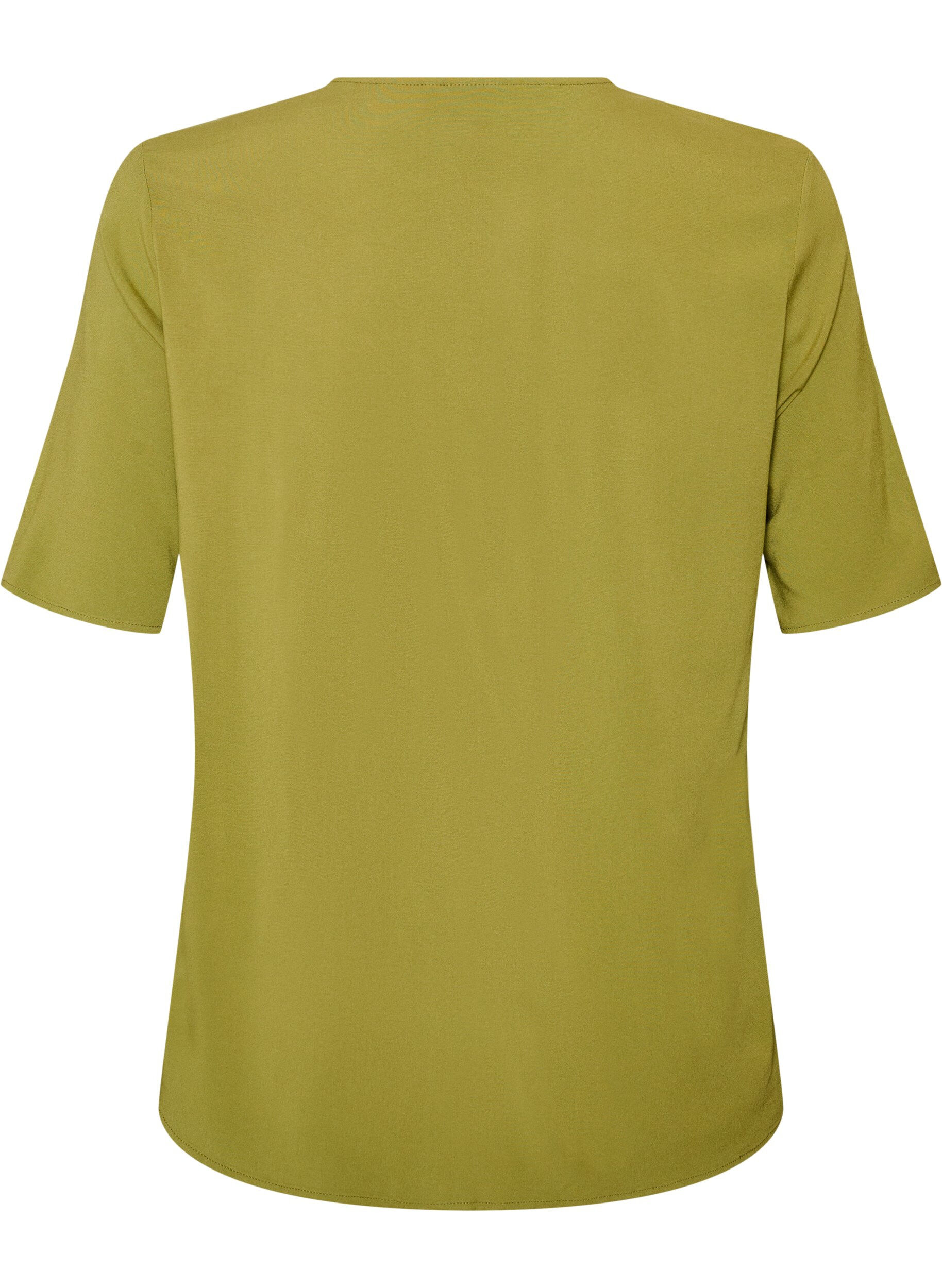 ZizziKurz&auml;rmelige, gewebte Bluse mit Rundhals, Gr&uuml;n, Packshot image number 1