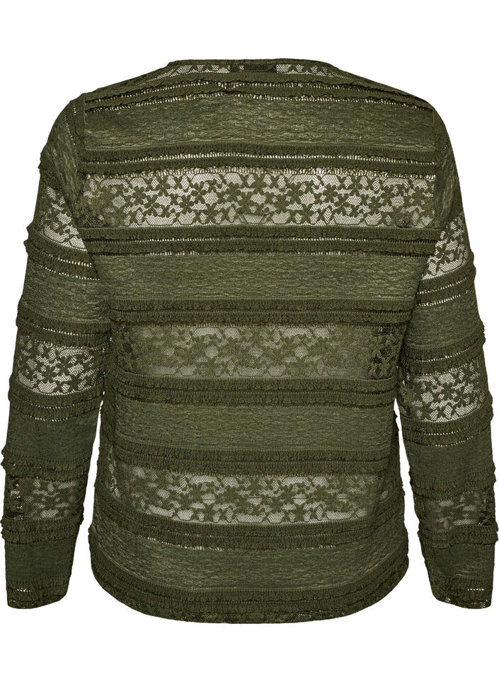 Bluse aus Spitze mit langen &Auml;rmeln, Gr&uuml;n, Packshot image number 1