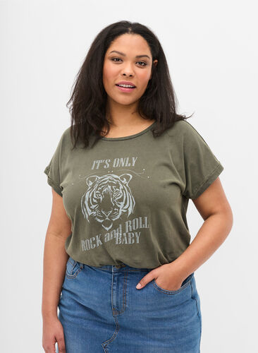 T-Shirt aus Bio-Baumwolle mit Aufdruck, Ivy acid Lion as s, Model image number 0