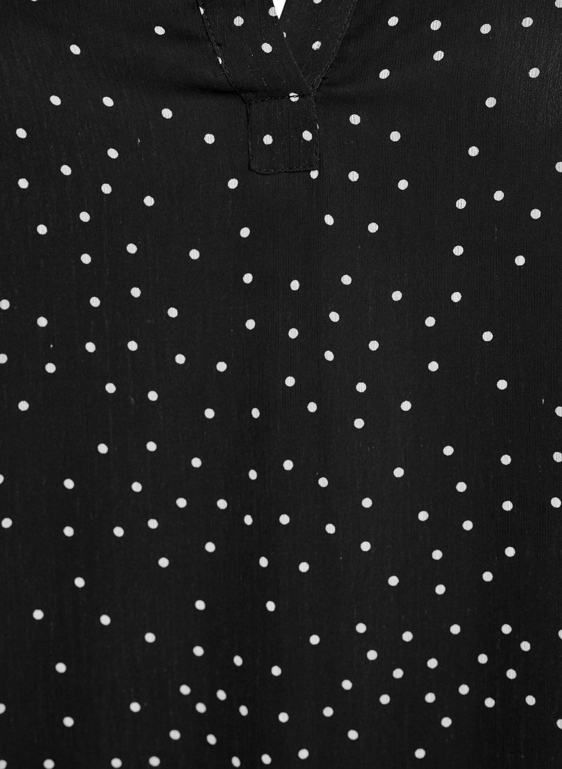 ZizziChiffonbluse mit Polka Dots und Volant&auml;rmeln, Schwarz, Packshot image number 2