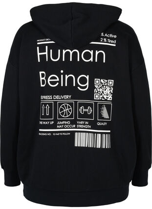 Langarm Sweatshirt mit Kapuze und Print, Black Human, Packshot image number 1
