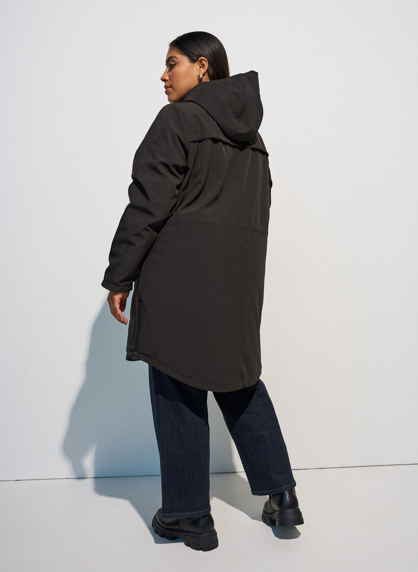 Wasserabweisende Softshell-Jacke mit Steppfutter, Schwarz, Model image number 2