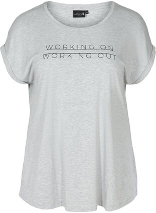 Kurzarm Trainings-T-Shirt mit Aufdruck, Light Grey Melange, Packshot image number 0