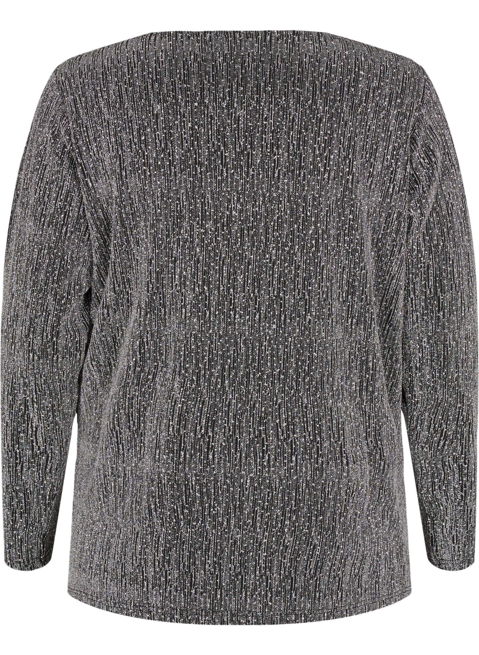 ZizziGlitzer-Party-Top mit Wickeloptik, Schwarz, Packshot image number 1