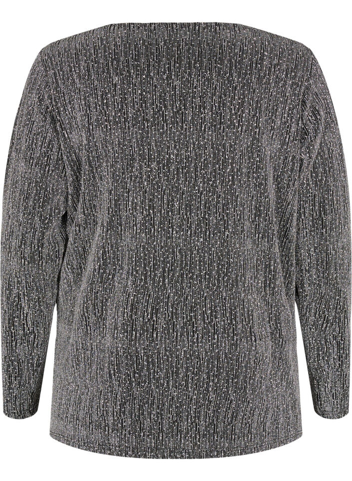 Glitzer-Party-Top mit Wickeloptik, Schwarz, Packshot image number 1