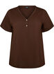 T-Shirt mit Knopfleiste, Braun, Packshot image number 0
