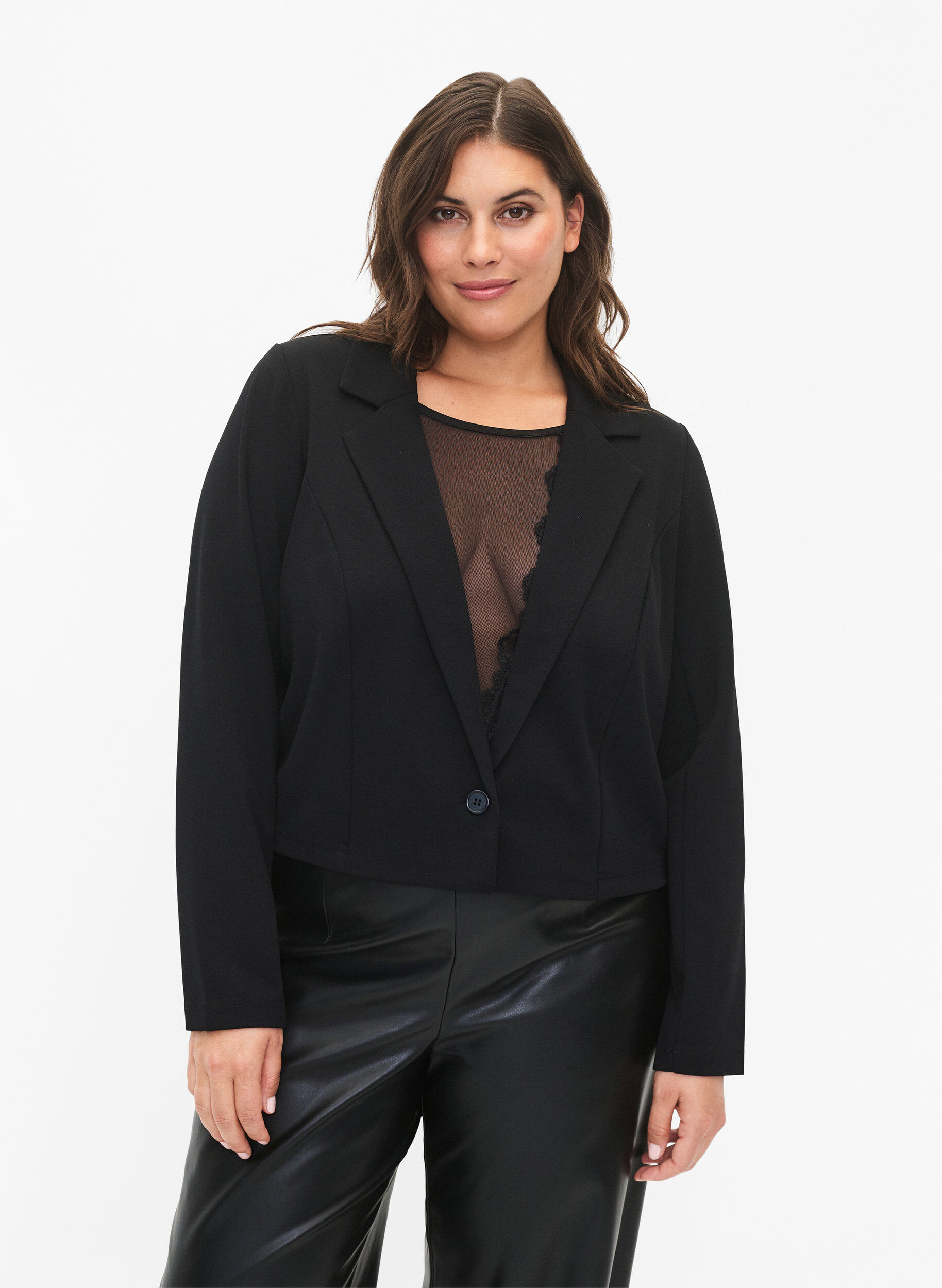 ZizziKurzer Blazer mit Knopf, Black, Model image number 0