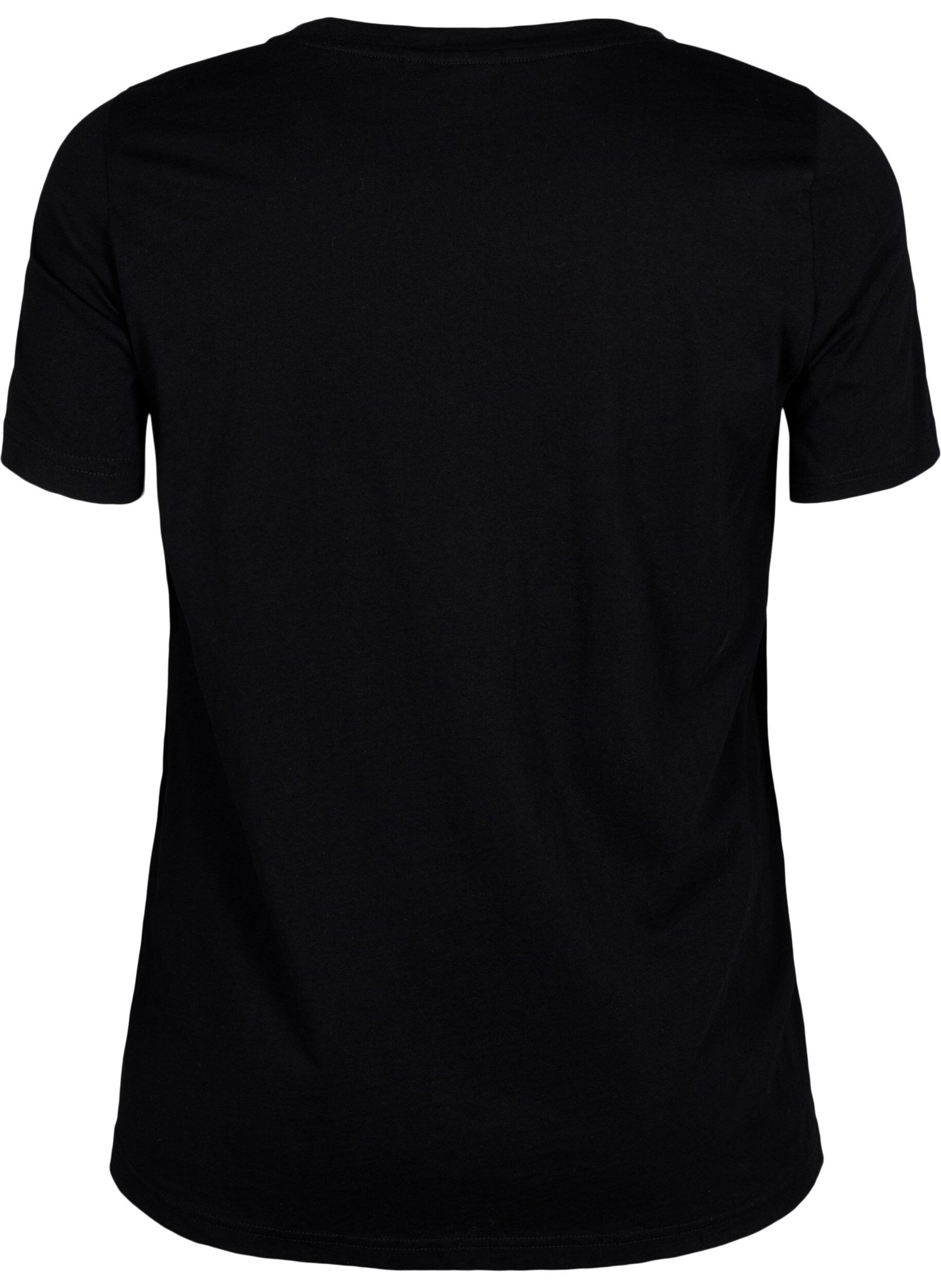ZizziT-Shirt mit Motiv, Black w. Flower, Packshot image number 1