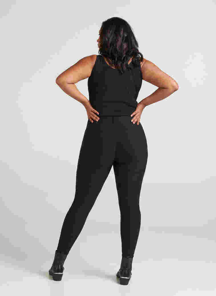 Slim Fit Hose mit Reißverschlussdetails, Black, Model image number 1
