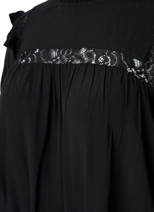 Bluse aus Viskose mit Rüschen und Spitze, Black, Packshot image number 2