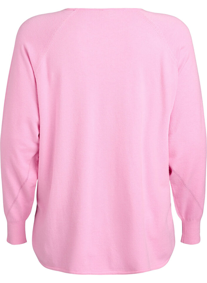 Strickbluse mit Rundhalsausschnitt und Strickmuster, Pink, Packshot image number 1