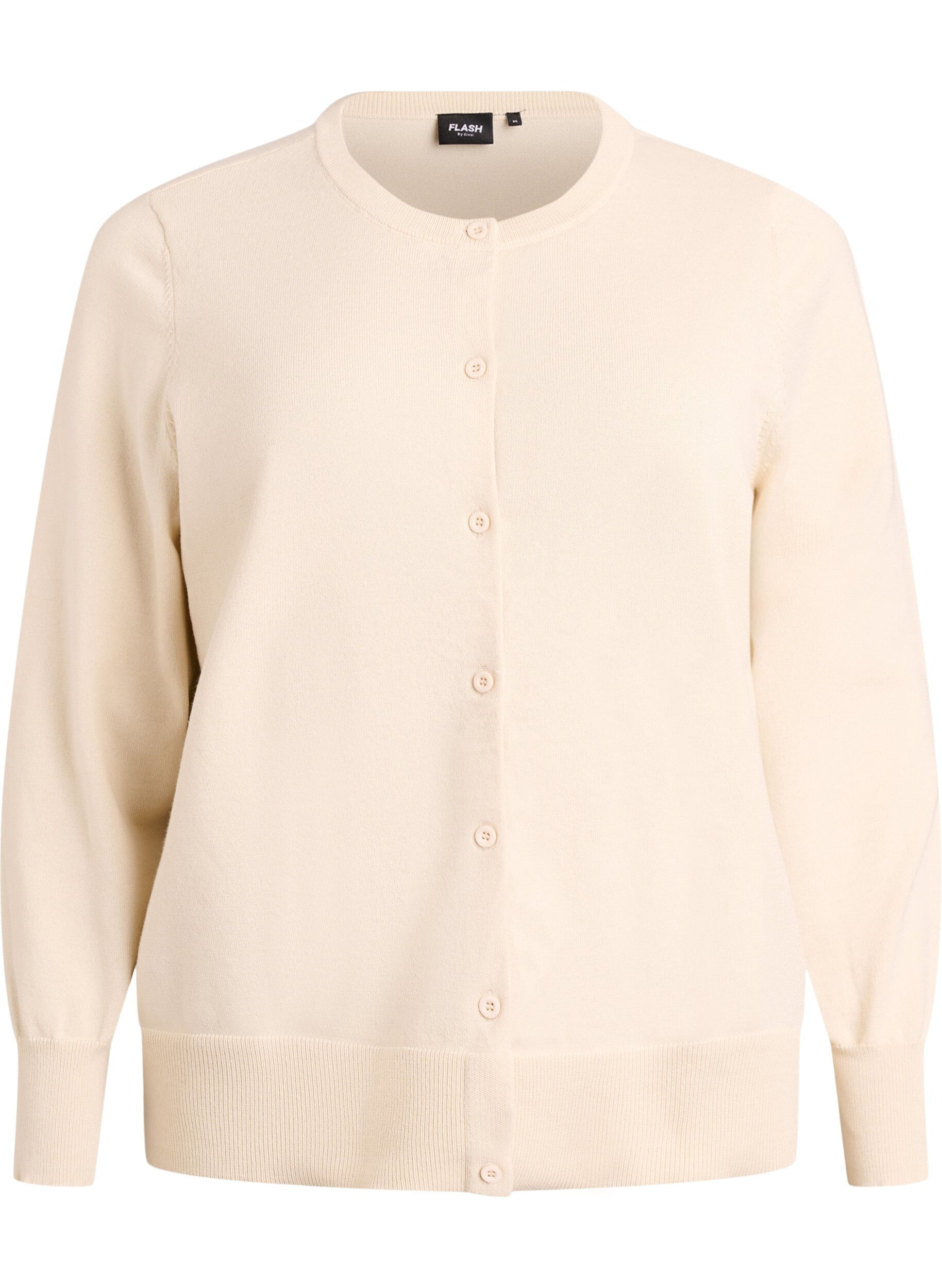 ZizziFeinstrick-Strickjacke mit Rundhalsausschnitt, Beige, Packshot image number 0
