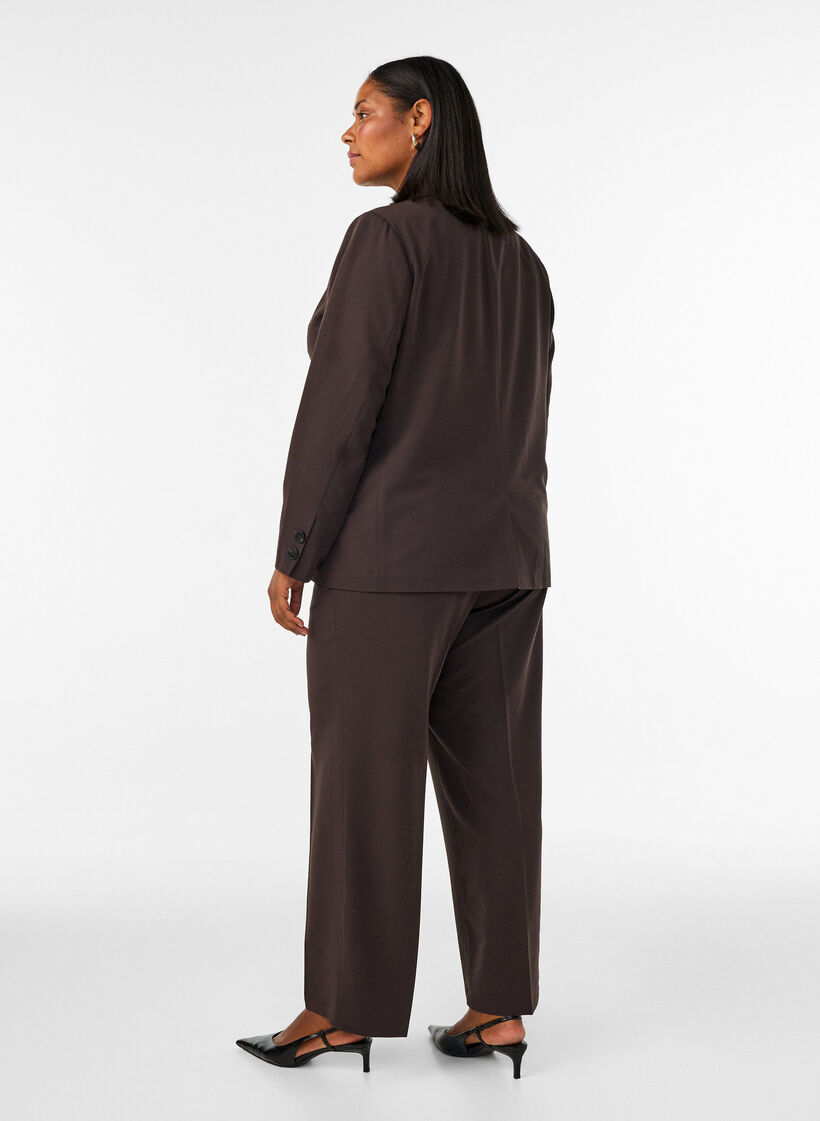 Hoch taillierte Hose mit B&uuml;gelfalten, Braun, Model image number 1