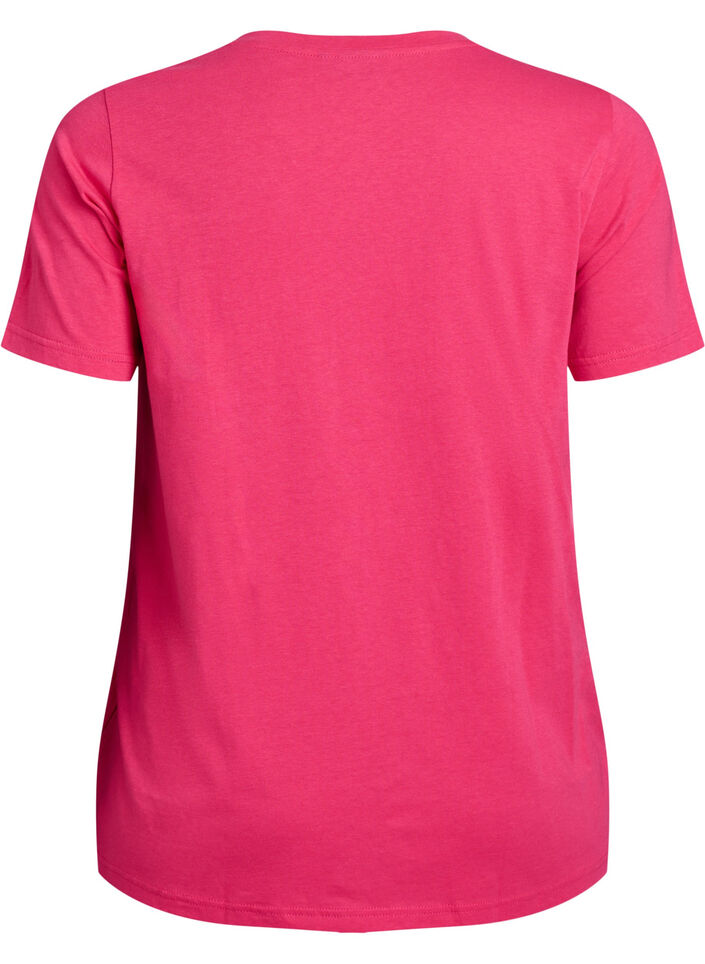 Kurz&auml;rmeliges T-Shirt mit V-Ausschnitt, Pink, Packshot image number 1