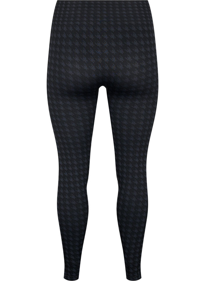 Seamless Leggings mit Hahnentrittmuster, Black w. Dark Grey, Packshot image number 1