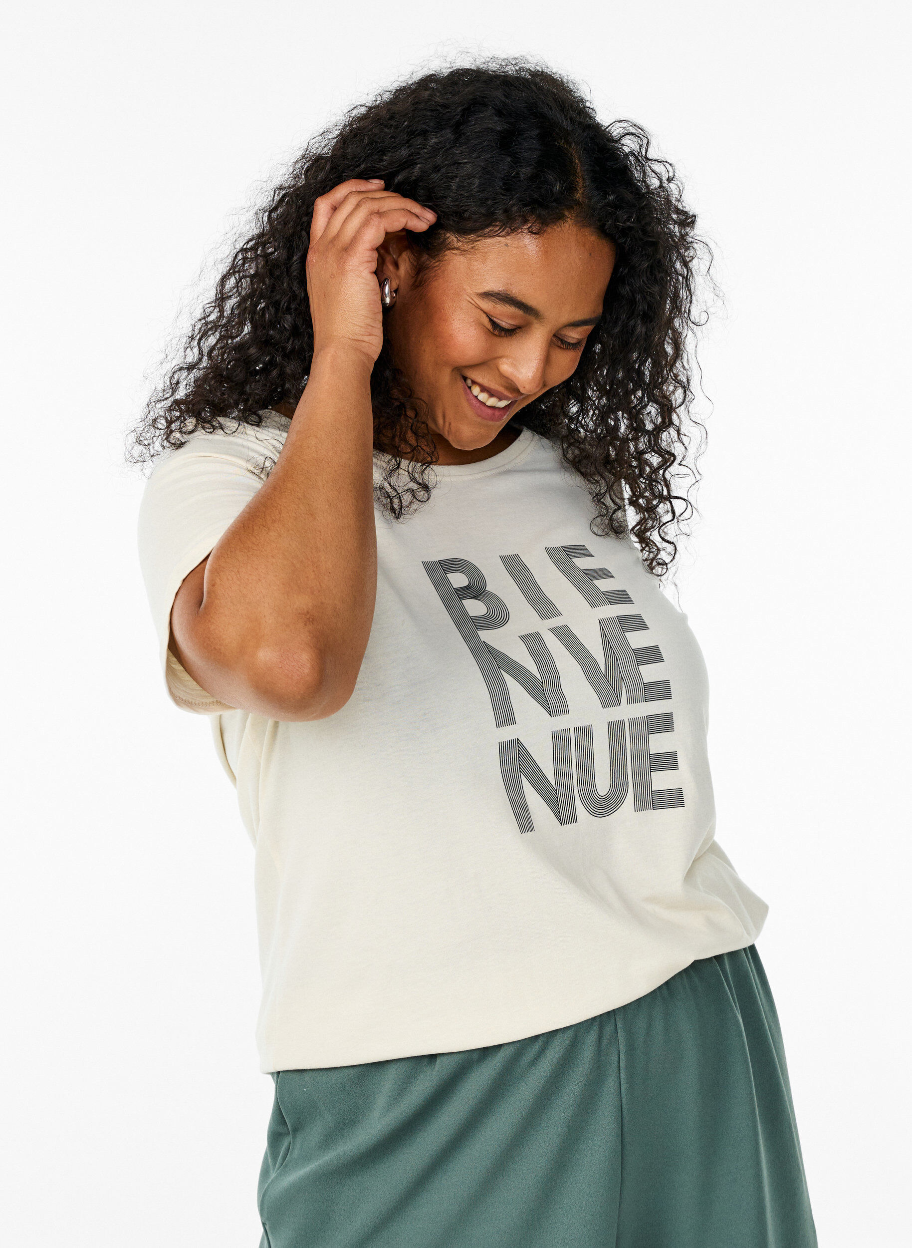 ZizziT-Shirt mit Print, Vanille, Model image number 0