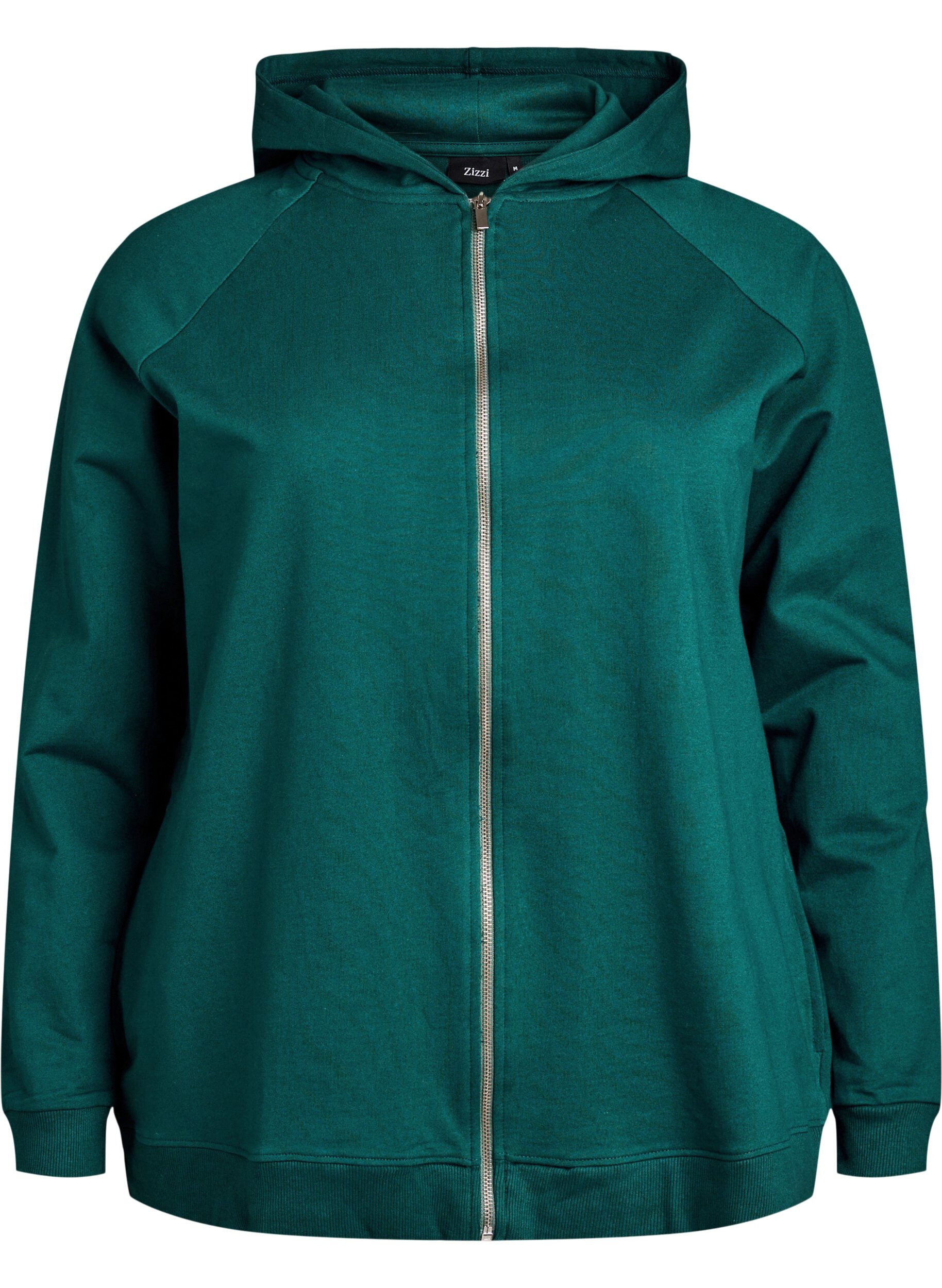 ZizziHoodie aus Sweatstoff mit Rei&szlig;verschluss und R&uuml;ckendruck, Gr&uuml;n, Packshot image number 0