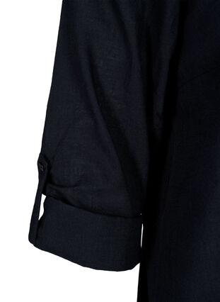 Hemdbluse aus Baumwolle mit V-Ausschnitt, Black, Packshot image number 3